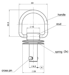 고강도 턴락 접이식 링 핸들 180도